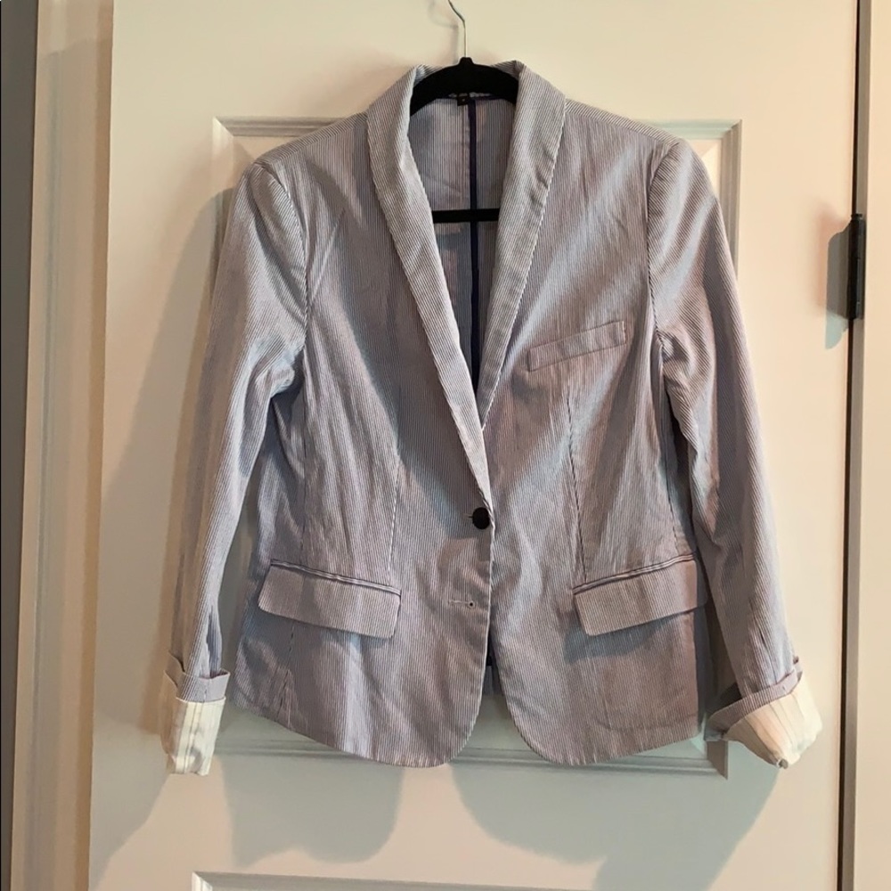 Express Seersucker Blazer - Blue